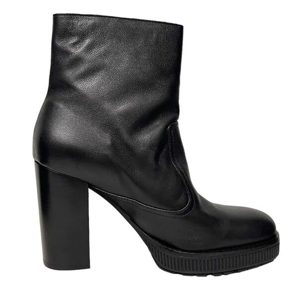NWT ZARA WOMAN Leather Platform Zip Booties 38 - Picture 6 of 13